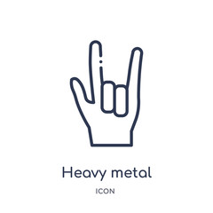 heavy metal icon from music outline collection. Thin line heavy metal icon isolated on white background.