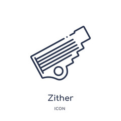 zither icon from music outline collection. Thin line zither icon isolated on white background.