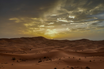 Sunset in the Moroccan desert