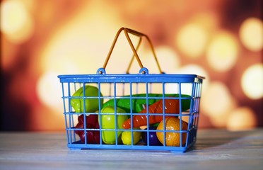basket with vegetables in the store