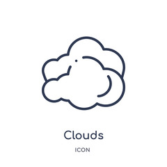 clouds icon from nature outline collection. Thin line clouds icon isolated on white background.