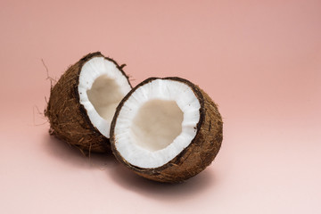 Coconut isolated on pink background