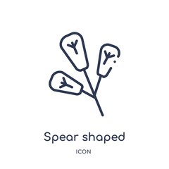 spear shaped icon from nature outline collection. Thin line spear shaped icon isolated on white background.