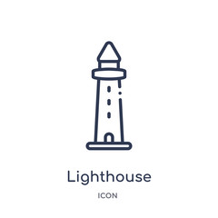 lighthouse icon from nautical outline collection. Thin line lighthouse icon isolated on white background.