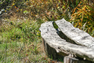 An old wooden bench made of boards. a bench for sitting in the garden