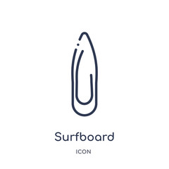 surfboard icon from nautical outline collection. Thin line surfboard icon isolated on white background.