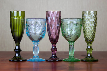 five glasses for alcoholic beverages