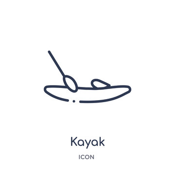kayak icon from nautical outline collection. Thin line kayak icon isolated on white background.