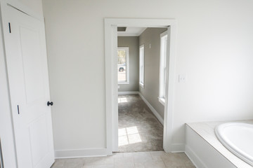 Modern New Construction White Clean Master Bathroom