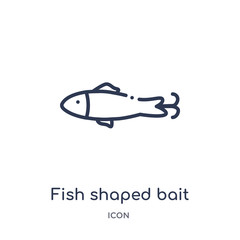 fish shaped bait icon from nautical outline collection. Thin line fish shaped bait icon isolated on white background.