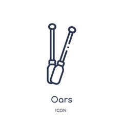 oars icon from nautical outline collection. Thin line oars icon isolated on white background.