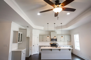 Modern new Construction White Kitchen Grey cabinets