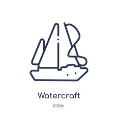 watercraft icon from nautical outline collection. Thin line watercraft icon isolated on white background.