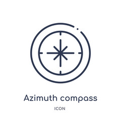 azimuth compass icon from nautical outline collection. Thin line azimuth compass icon isolated on white background.