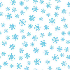 Seamless pattern with blue snowflakes. Vector illustration.