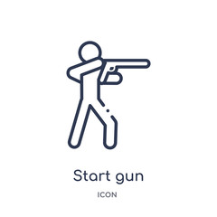 start gun icon from olympic games outline collection. Thin line start gun icon isolated on white background.