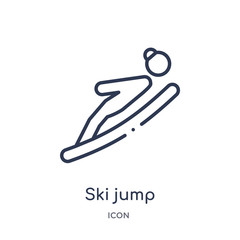 ski jump icon from olympic games outline collection. Thin line ski jump icon isolated on white background.