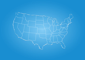 USA map blue outline glow background