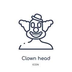 clown head icon from party outline collection. Thin line clown head icon isolated on white background.