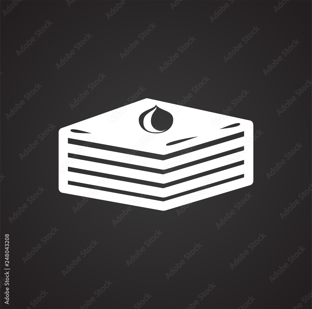 Poster cake icon on black background for graphic and web design, modern simple vector sign. internet concep