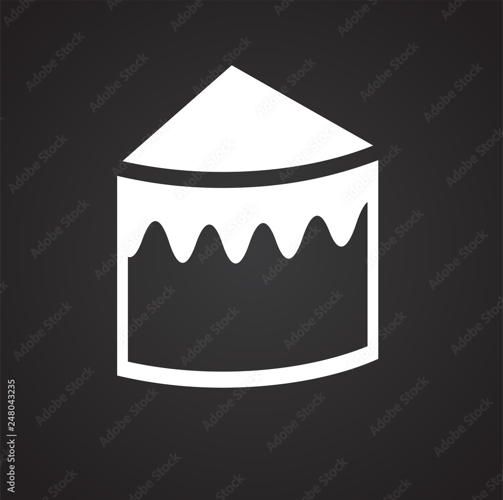Poster cake icon on black background for graphic and web design, modern simple vector sign. internet concep