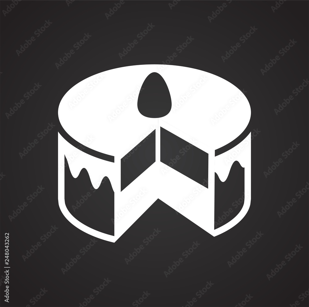 Poster cake icon on black background for graphic and web design, modern simple vector sign. internet concep