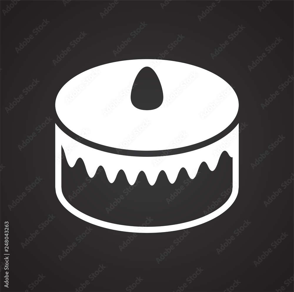 Poster cake icon on black background for graphic and web design, modern simple vector sign. internet concep