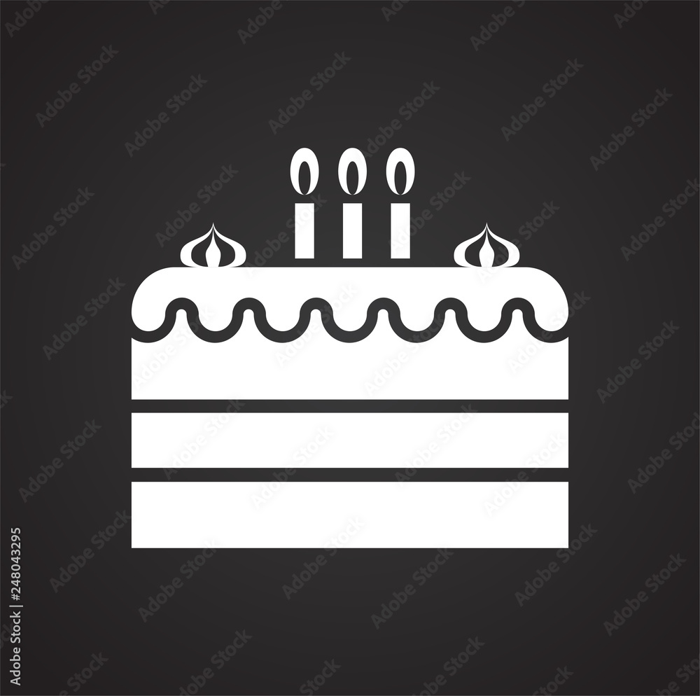 Poster cake icon on black background for graphic and web design, modern simple vector sign. internet concep
