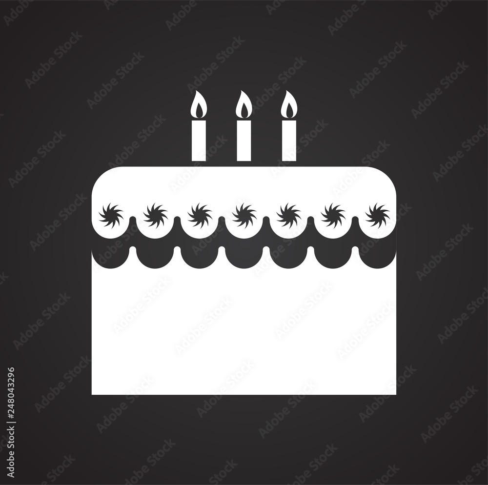 Poster cake icon on black background for graphic and web design, modern simple vector sign. internet concep