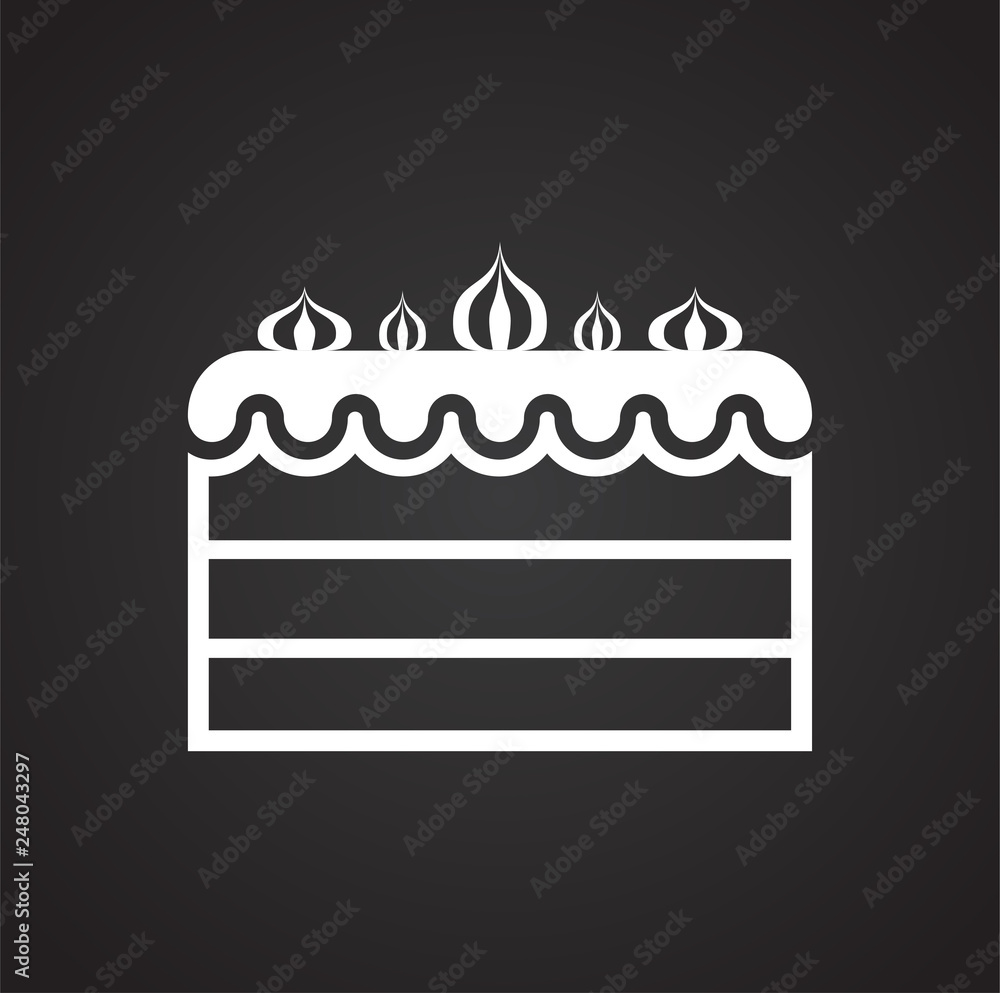 Poster cake icon on black background for graphic and web design, modern simple vector sign. internet concep