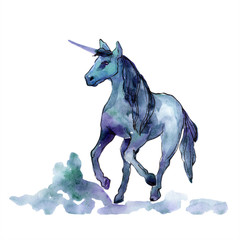 Cute unicorn horse animal horn character. Watercolor background illustration set. Isolated unicorn illustration element.