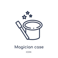 magician case icon from party outline collection. Thin line magician case icon isolated on white background.