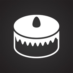 Cake icon on black background for graphic and web design, Modern simple vector sign. Internet concept. Trendy symbol for website design web button or mobile app