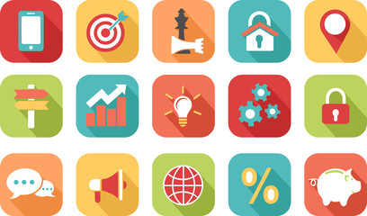 Colorful marketing strategy icons
