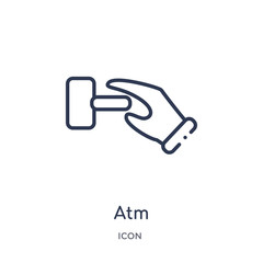 atm icon from payment outline collection. Thin line atm icon isolated on white background.