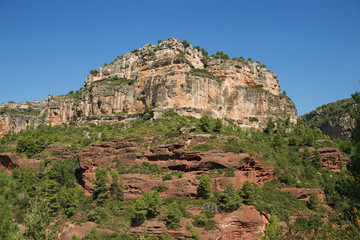 Landscape on a road to Siurana - a famous highland village of the municipality of the Cornudella de Montsant in the comarca of Priorat, Tarragona, Catalonia, Spain.