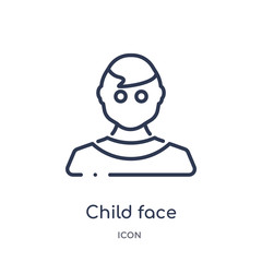 child face icon from people outline collection. Thin line child face icon isolated on white background.
