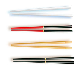 Chopsticks. Set Accessories for Sushi Isolated on White Background. Vector Illustration