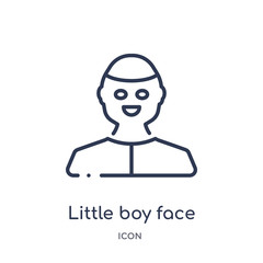 little boy face icon from people outline collection. Thin line little boy face icon isolated on white background.