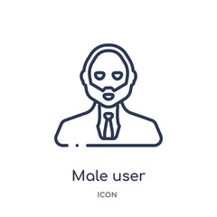 male user manager face icon from people outline collection. Thin line male user manager face icon isolated on white background.