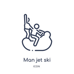 man jet ski icon from people outline collection. Thin line man jet ski icon isolated on white background.