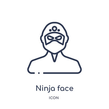 ninja face icon from people outline collection. Thin line ninja face icon isolated on white background.