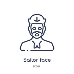 sailor face icon from people outline collection. Thin line sailor face icon isolated on white background.
