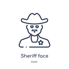 sheriff face icon from people outline collection. Thin line sheriff face icon isolated on white background.