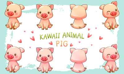 Vector illustration of cute pig