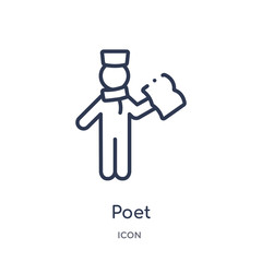 poet icon from people skills outline collection. Thin line poet icon isolated on white background.