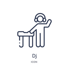dj icon from people skills outline collection. Thin line dj icon isolated on white background.