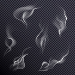 Smoke isolated on transparent background. Vector illustration.