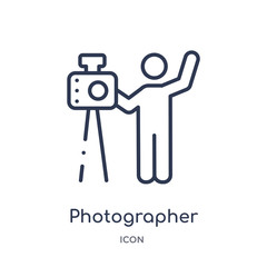 photographer icon from people skills outline collection. Thin line photographer icon isolated on white background.