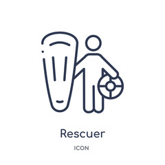rescuer icon from people skills outline collection. Thin line rescuer icon isolated on white background.
